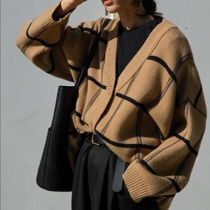 OAK + FORT OVERSIZED PLAID CARDIGAN CG-452…